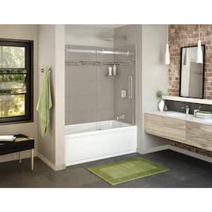 Utile Origin 30 in. x 59.8 in. x 81.4 in. Right Drain Alcove Bath and Shower Kit in Greige with Chrome Door