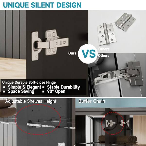 HOMLYLINK 30 in. W x 32 in. H Rectangular Black Aluminum Two-Door Recessed or Surface Mount Medicine Cabinet with Mirror Interior