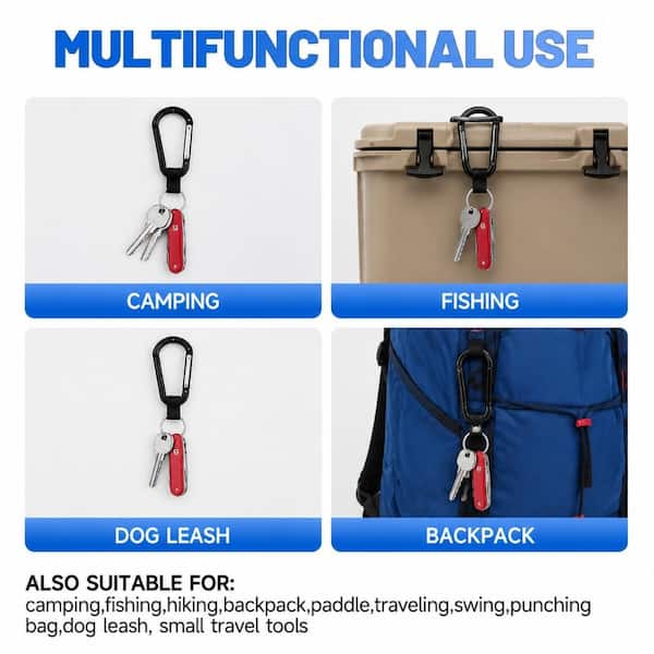 LOKWT D-Ring Carabiner Clip Set 3 in Iron Spring Hook 800 lb