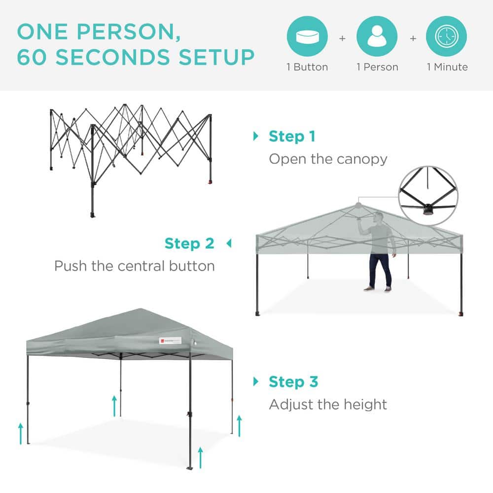 Silver 12x12ft Easy Setup Pop Up Canopy with Wheeled Case