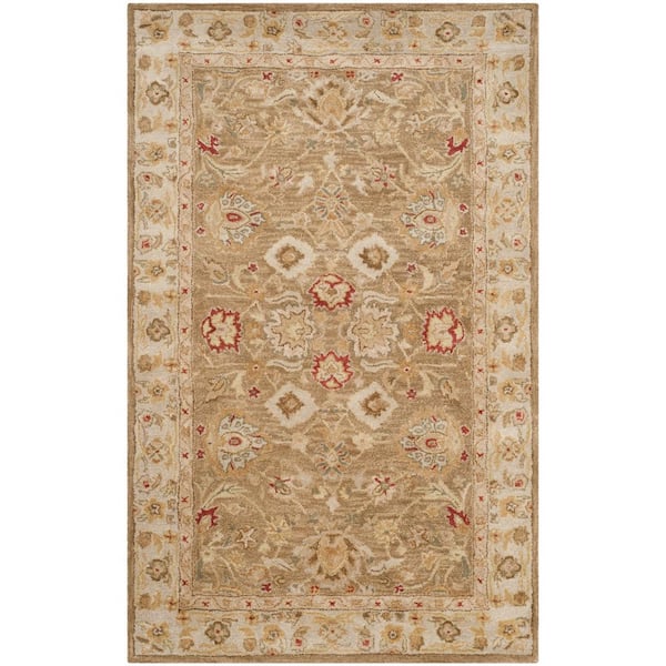 SAFAVIEH Antiquity Brown/Beige 4 ft. x 6 ft. Floral Speckled Border Area Rug