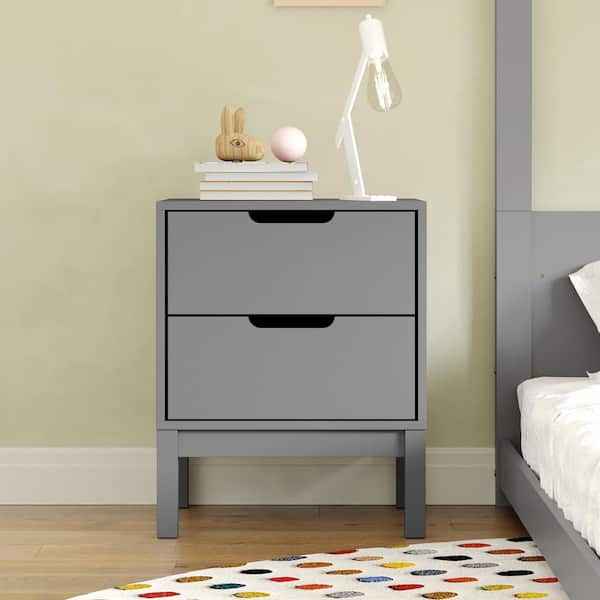 Carnegy Avenue Dallas Gray 2 Drawers 18.75 in. Nightstand