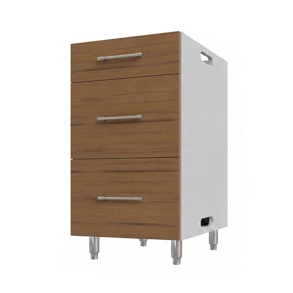 Miami Weatherboard 18 in. X 27 in. X 34.5 in Outdoor Base Cabinet 3 Drawer in Teak Matte