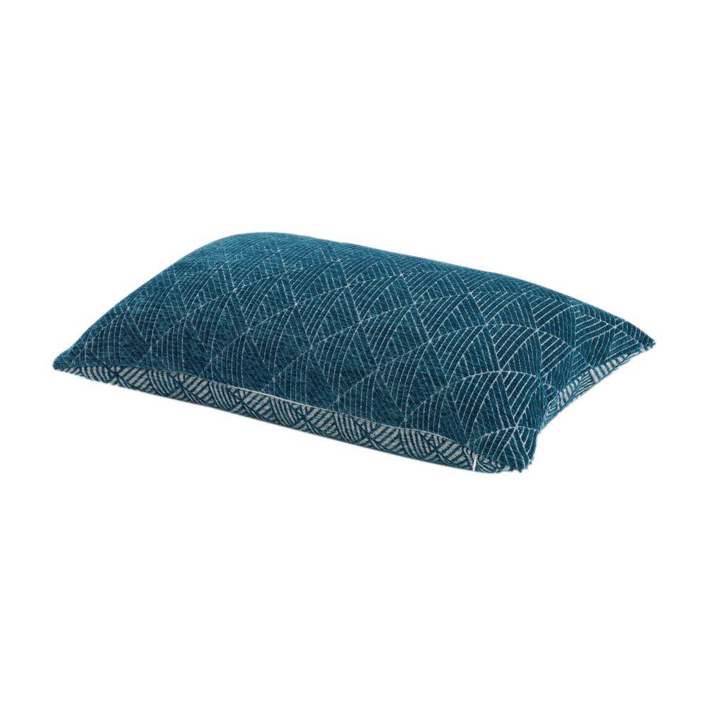 Teal Geometric Chenille Rectangular Pillow with Reversible Design