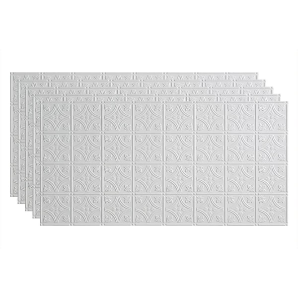 Fasade Traditional #1 2 ft. x 4 ft. Glue Up Vinyl Ceiling Tile in Gloss White (40 sq. ft.)