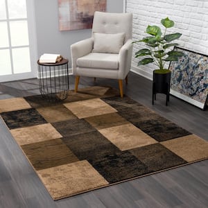 Montage Collection Modern Abstract Doormat Area Rug Entrance Floor Mat (2x3 feet) - 2'3" x 3', Brown