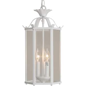 3-Light White Pendant with Bound Glass