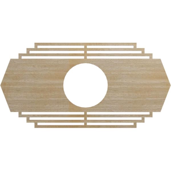 32 in. x 16 in. x 1/4 in. Chrysler Wood Fretwork Pierced Ceiling Medallion, Hickory
