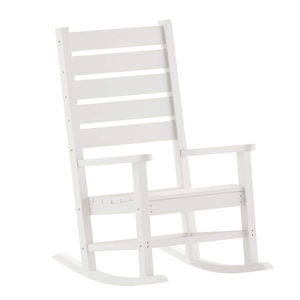 Carnegy Avenue White Plastic Outdoor Rocking Chair in White (Set of 2