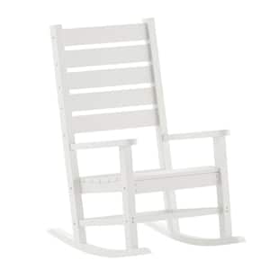White Plastic Outdoor Rocking Chair in White (Set of 2)
