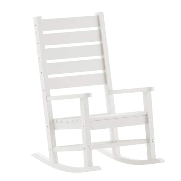 Carnegy Avenue White Plastic Outdoor Rocking Chair in White (Set of 2 ...