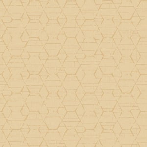 Atmosphere Collection Ochre/Gold Metallic Texture Hextex Geometric Print Non-Pasted on Non-Woven Paper Wallpaper Roll