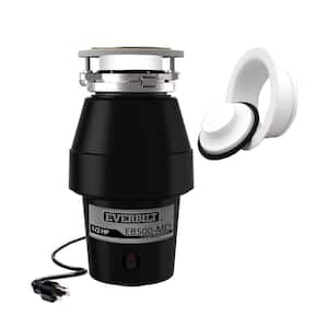 Designer Series 1/2 HP Continuous Feed Garbage Disposal with White Sink Flange and Attached Power Cord