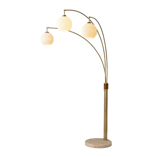 Arc Lamp in Brass & Oak by Nova Lighting - Mid Century Floor Lamps