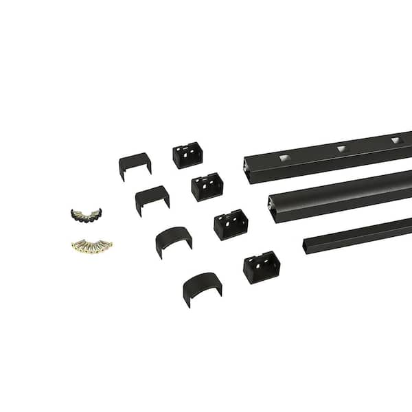 60 in. x 36 in. Black Aluminum Tuscany Stair Railing Kit-Level C10 with Mounts