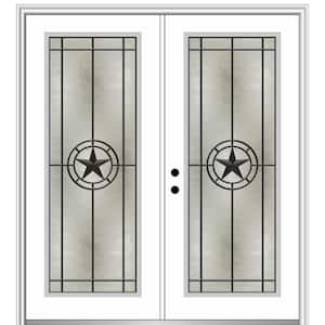 Elegant Star 64 in. x 80 in. Right-Hand/Inswing Full Lite Decorative Glass Primed Fiberglass Prehung Front Door