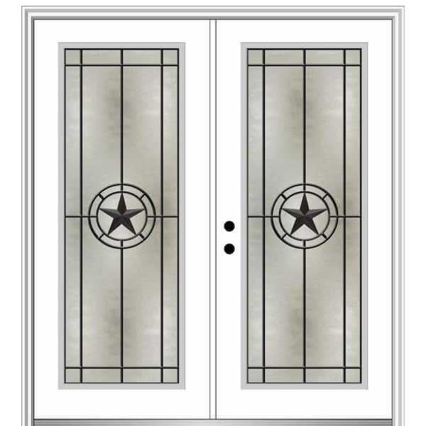 MMI DOOR Elegant Star 64 in. x 80 in. Right-Hand/Inswing Full Lite Decorative Glass Primed Fiberglass Prehung Front Door