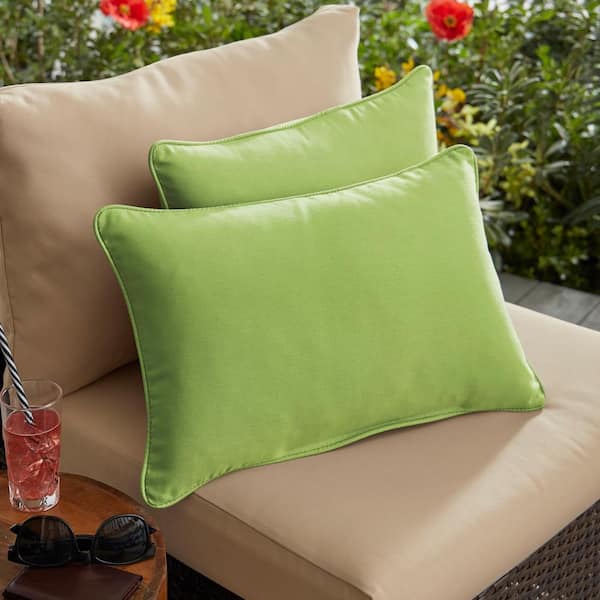 SORRA HOME Apple Green Rectangular Outdoor Corded Lumbar Pillows