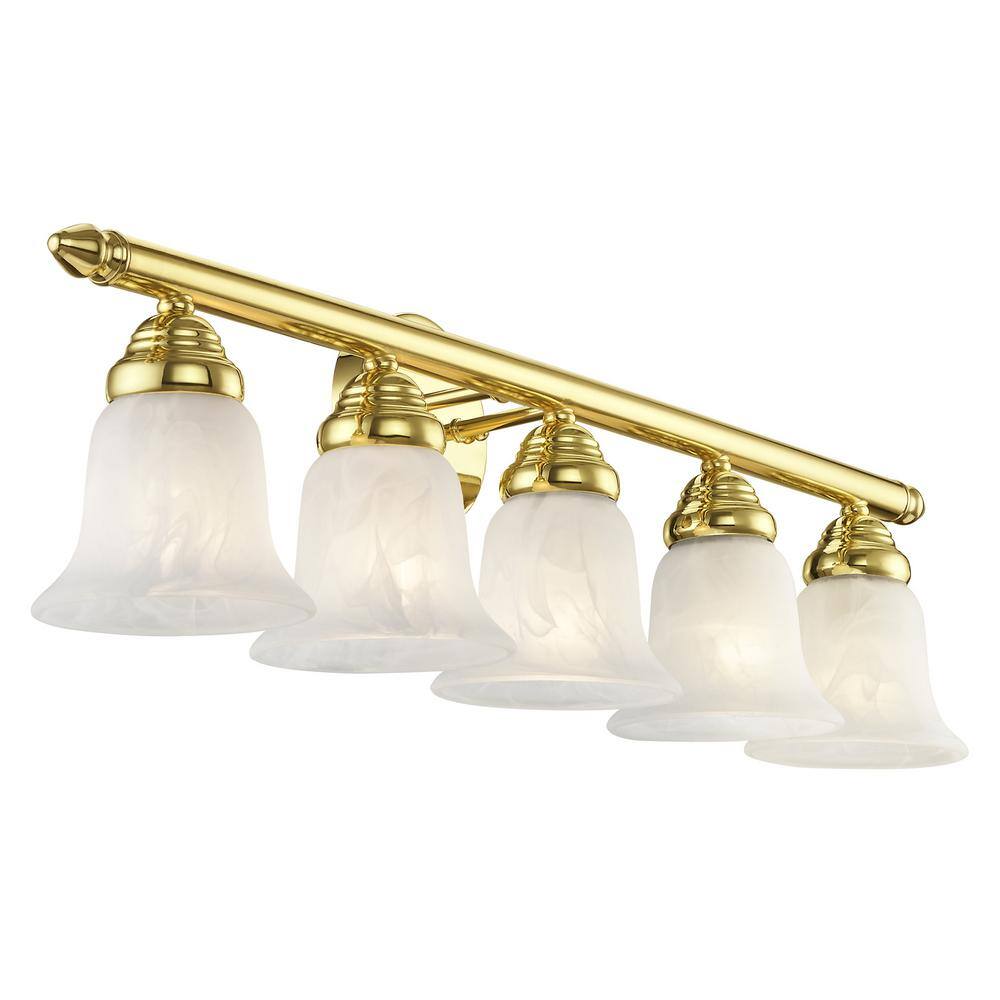 Polished Brass 32" Vanity Light with White Alabaster Glass