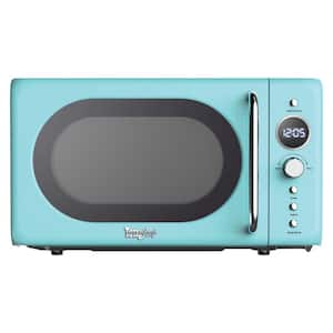 Retro Microwave Oven, 700W, 0.7 Cu Ft, Digital Quick Start & Defrost, 8 Pre-Set Functions, Blue
