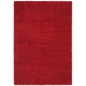August Shag Red Doormat 2 ft. x 4 ft. Solid Area Rug