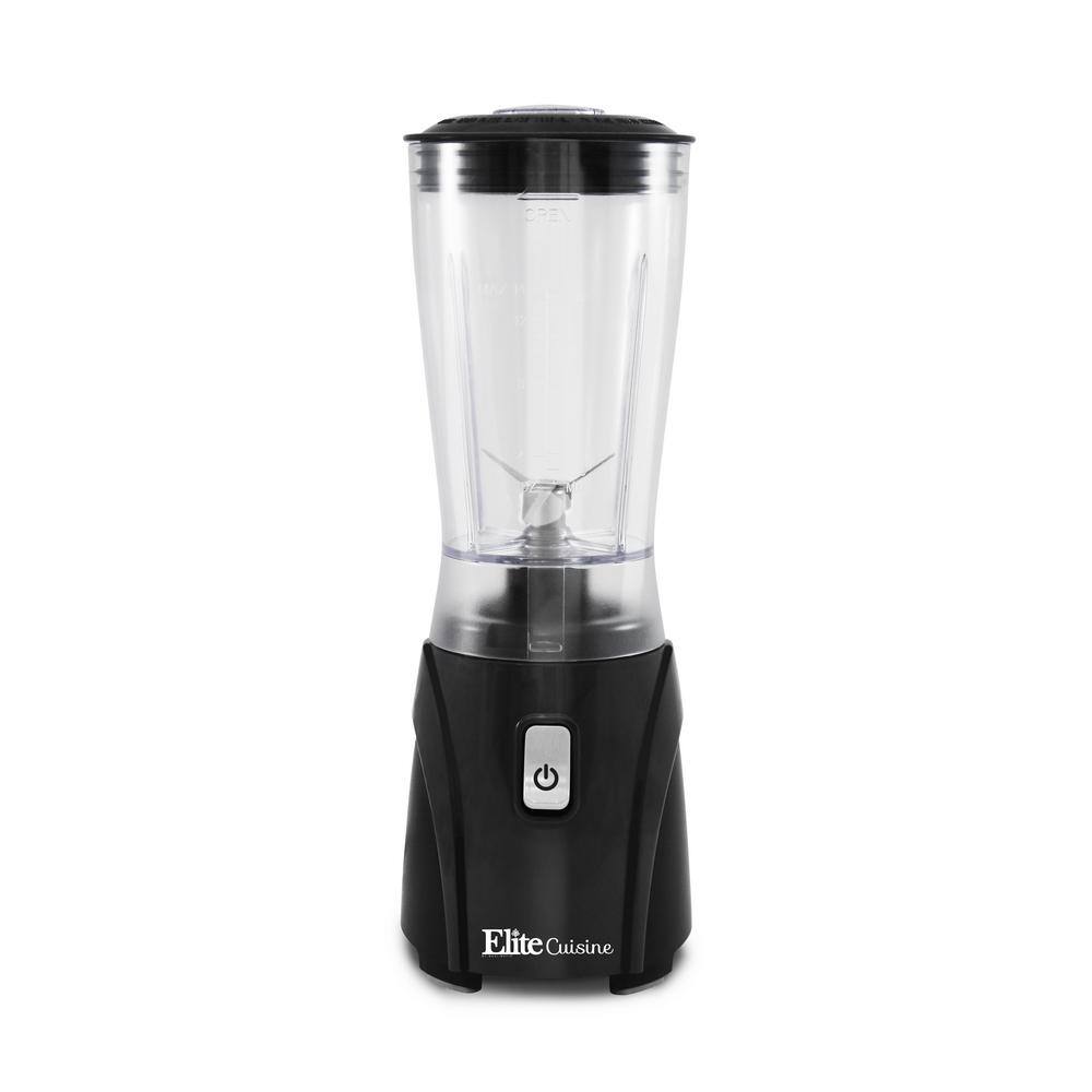 Elite Cuisine 14 oz. Single Speed Black Personal Blender with Drink ...