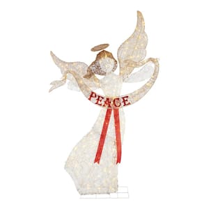 92 in. LED Angel with Peace Yard Sculpture