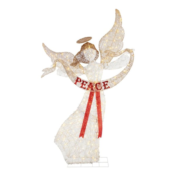 Home Accents Holiday 92 in. LED Angel with Peace Yard Sculpture