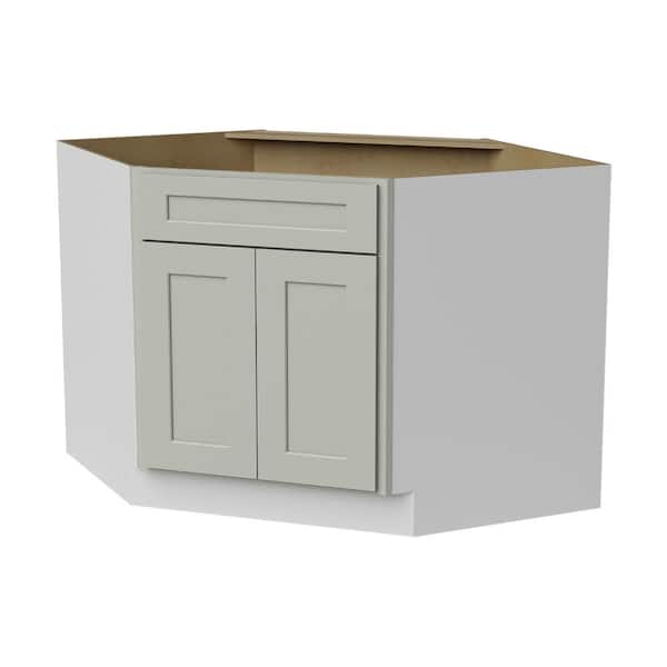 42 in. W x 42 in. D x 34.5 in. H Ready to Assemble Double Shaker Corner Sink Base Kitchen Cabinet in Laguna Grey