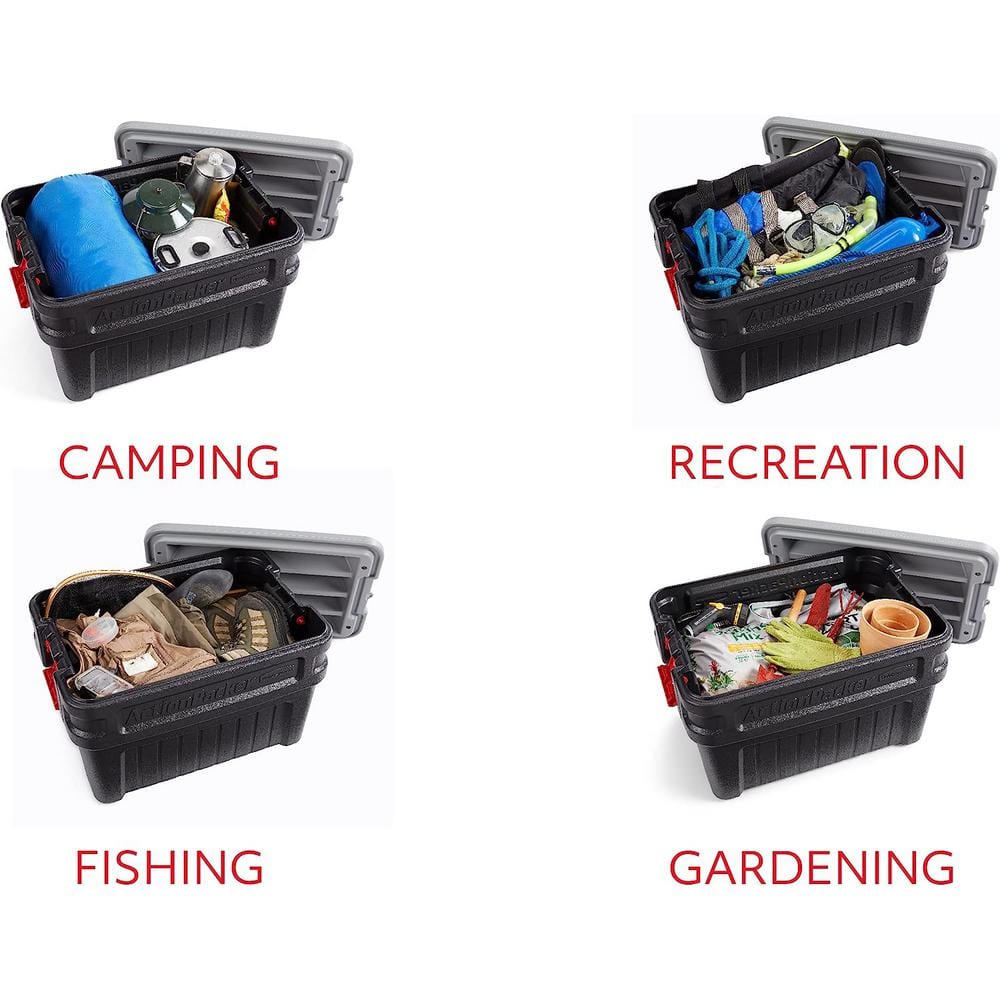 24 Gallon Black and Gray Stackable Lockable Storage Box