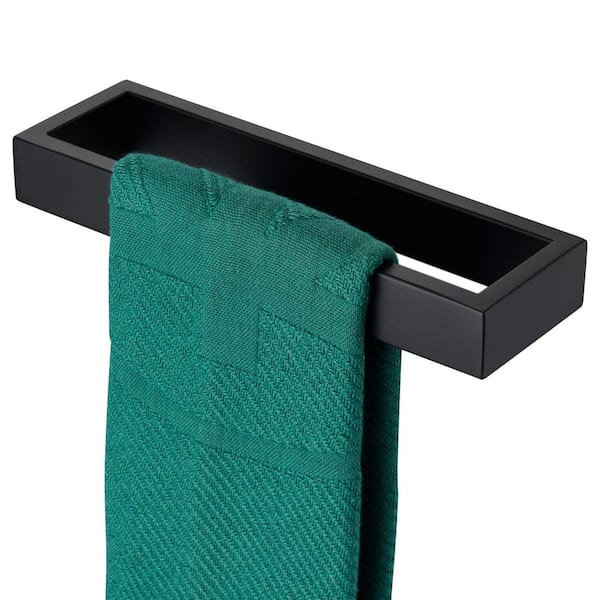 Matte Black Stainless Steel Hand Towel Ring, 9 Inch Wall Mounted Towel Bar Holder for Bathroom and Kitchen