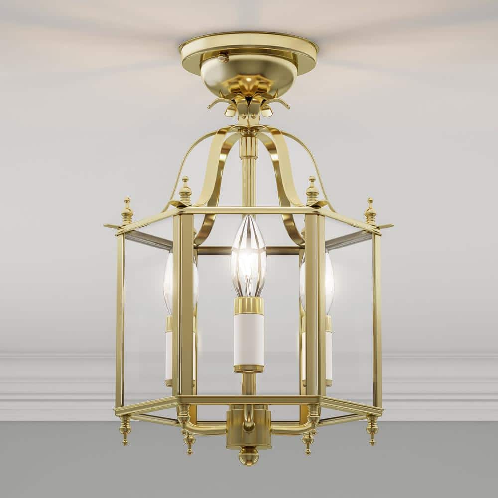 Polished Brass 3-Light Mini Pendant with Clear Glass