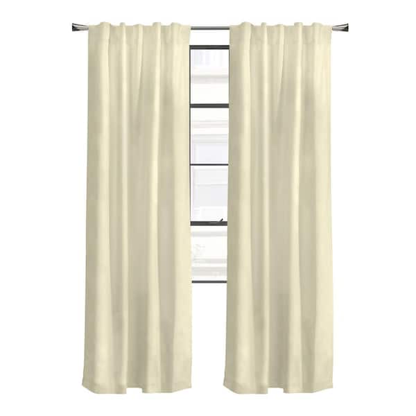 THERMALOGIC Weathermate Topsions Natural Cotton 80 in. W x 84 in. L 3-Way Header Indoor Room Darkening Curtain (Double Panels)