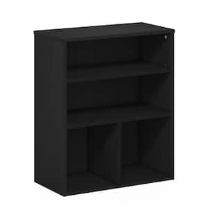 Pasir 28.15 in. Black Oak 3-Shelf Etagere Bookcase with Adjustable Shelves