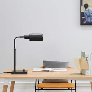 Lucca 18 in. Matte Black Adjustable Height Desk Lamp With 2.1 Amp USB Port