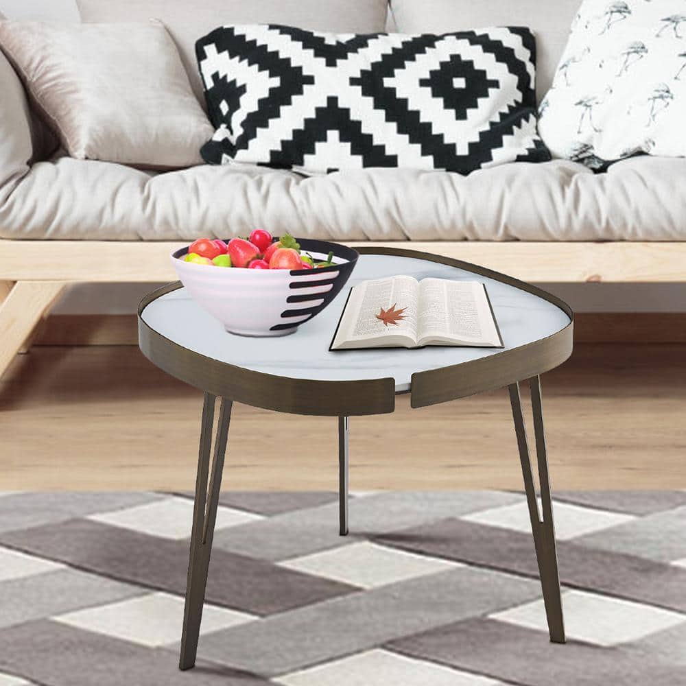 Seafuloy 21.65 in. Coppery Round Metal Frame Coffee Table with Sintered