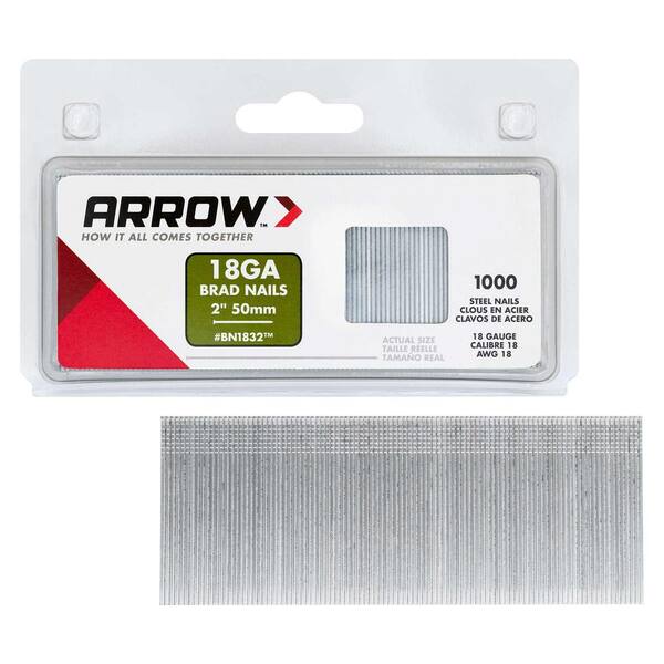 Arrow 2 in. x 18Gauge Glue 1M Metal Brad Nails BN1832 The Home Depot