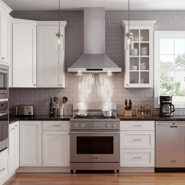 30 in. 900 CFM Convertible Wall Mount Range Hood in Stainless Steel with Charcoal Filter Gesture Control and Low Noise