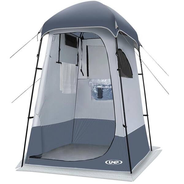Zeus & Ruta 4.6 ft. x 4.6 ft. Camping Privacy Shelter-Dressing Changing Room-Portable Toilet Tent for Hiking Sun Shelter in Grey