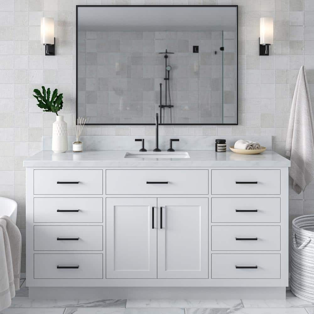 Hepburn 67" White Marble Top Freestanding Single Vanity