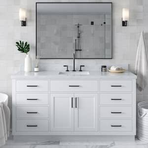 Hepburn 67 in. W x 22 in. D x 36 in. H Bath Vanity Single Sinks in White with Carrara White Marble Top