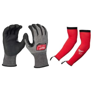 X-Large HIGH DEX NITRILE CUT 3 GLOVES with 16 in. Red 4-Way Stretch Cut 3 Resistant Protective Arm Sleeves