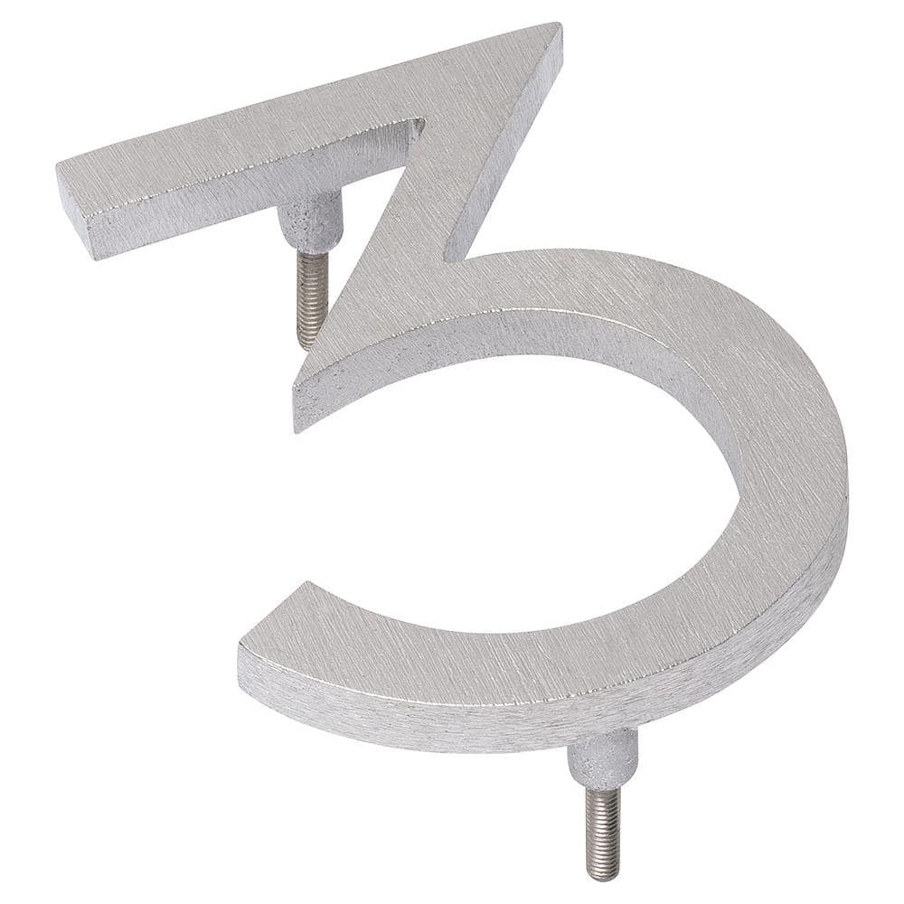 8" Brushed Aluminum Floating House Number 3