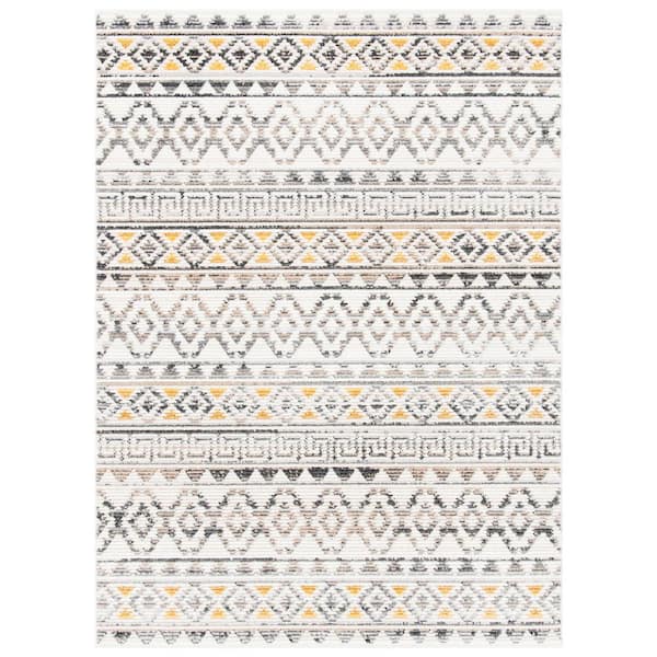 Sedona 8 ft. x 10 ft. Ivory/Charcoal Striped Geometric Area Rug