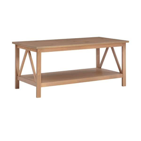 Linon Home Decor Titian 44 in. Driftwood Rectangle Wood Coffee Table with Shelf