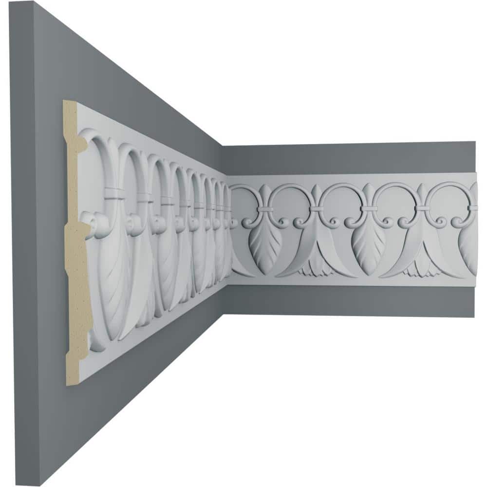 Primed Gray Polyurethane Geometric Chair Rail Moulding