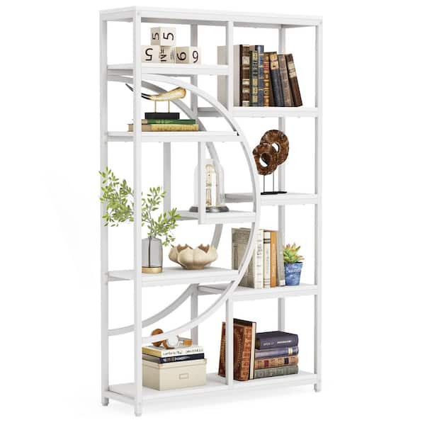 BYBLIGHT Eulas 68.89 in. Tall White Wood 9-Shelf Bookcase