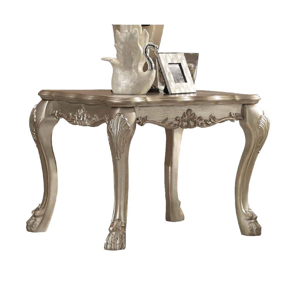 28" Gold Patina Wood Veneer Rectangular End Table
