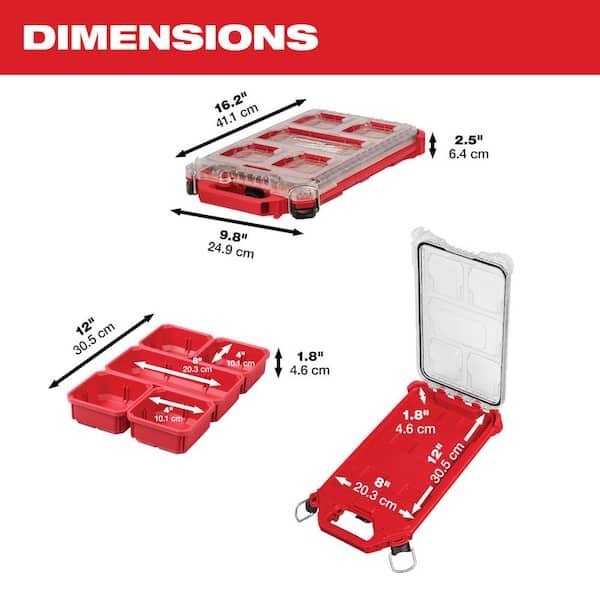 Milwaukee - PACKOUT 5-Compartment Low-Profile Compact Small Parts Organizer