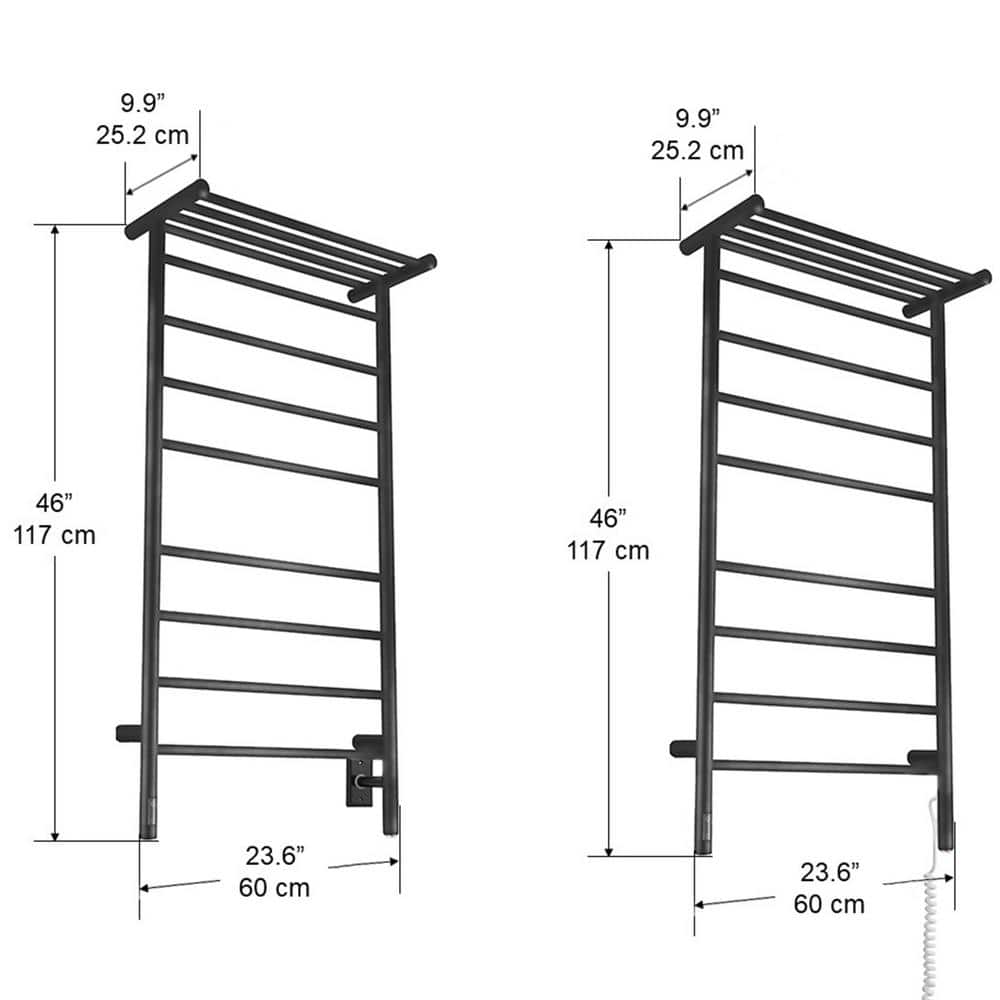 Matte Black 8-Bar Wall Mounted Towel Warmer with Timer